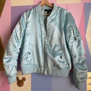 Forever 21 Satin Cropped Bomber Jacket